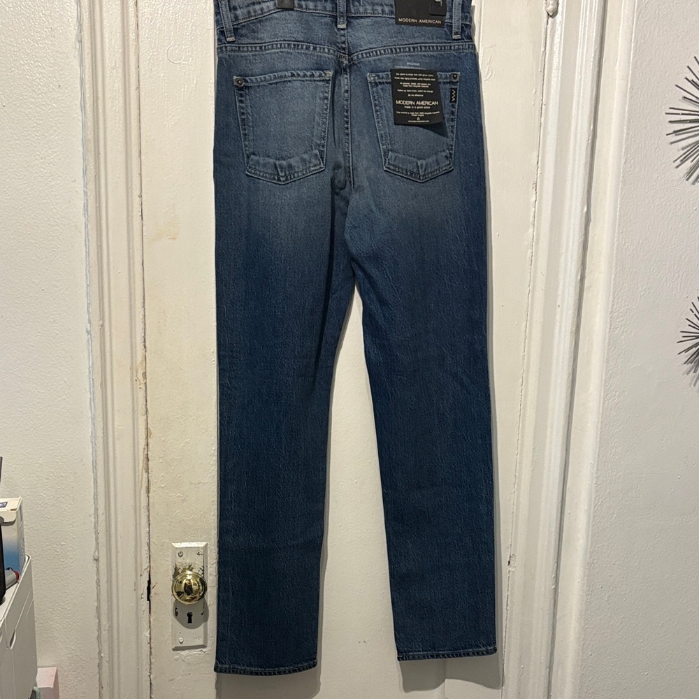 Men's Straight Fit Jeans - Medium Blue - Picture 2 of 5